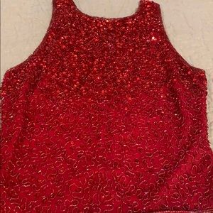 Vintage Red sequin tank top